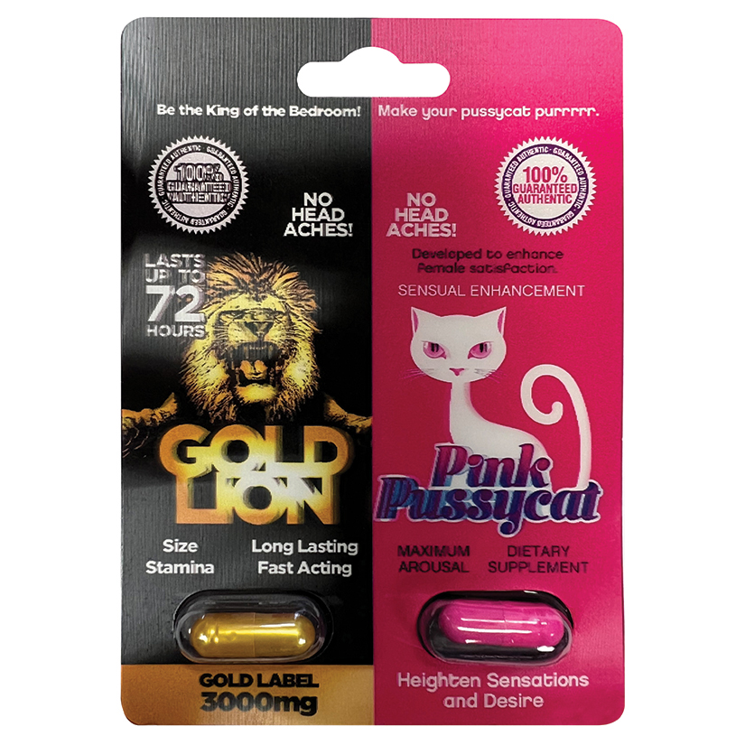 His & Hers Pink Pussycat/Gold Lion