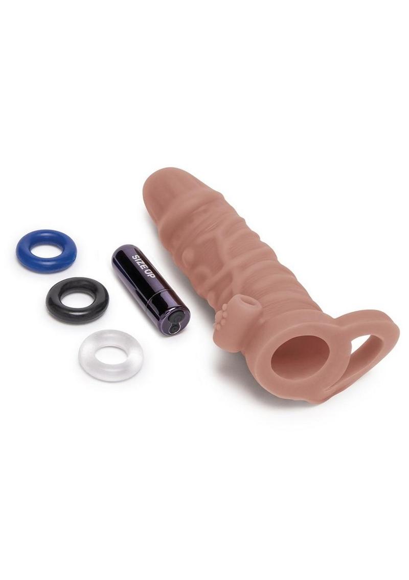 Size Up Vibrating Realistic Penis Extender 1"