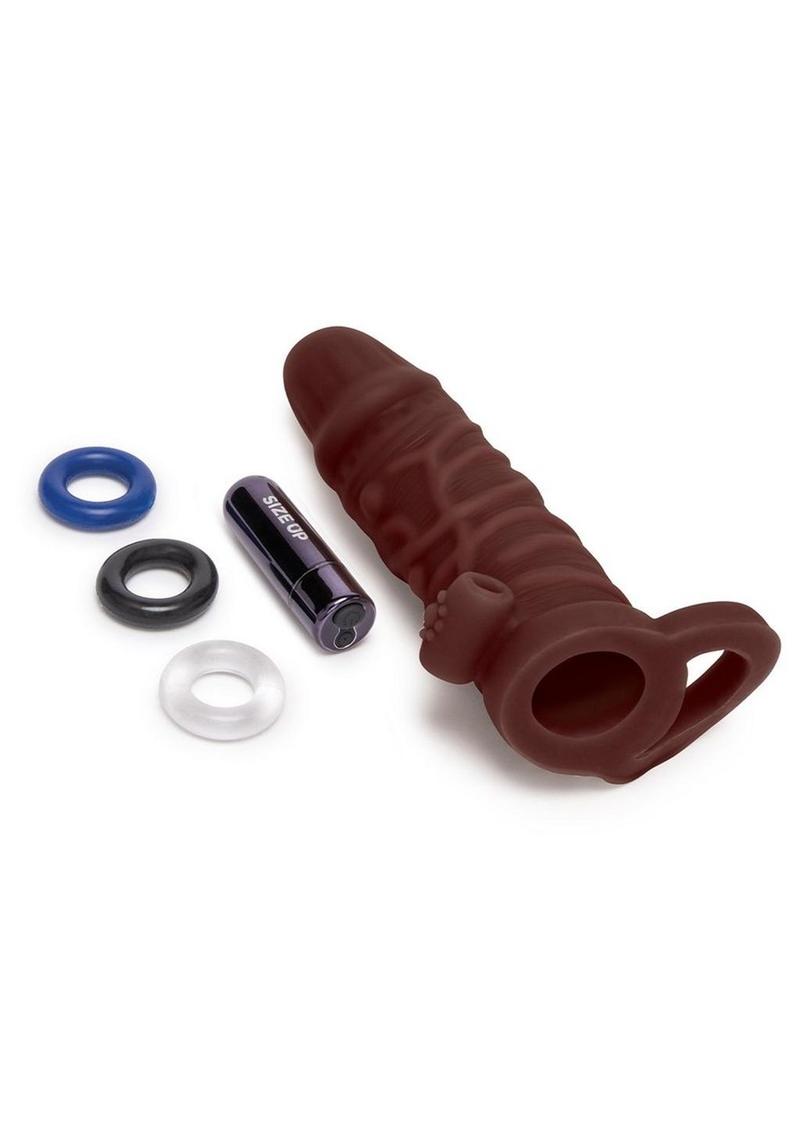 Size Up Vibrating Realistic Penis Extender 1"