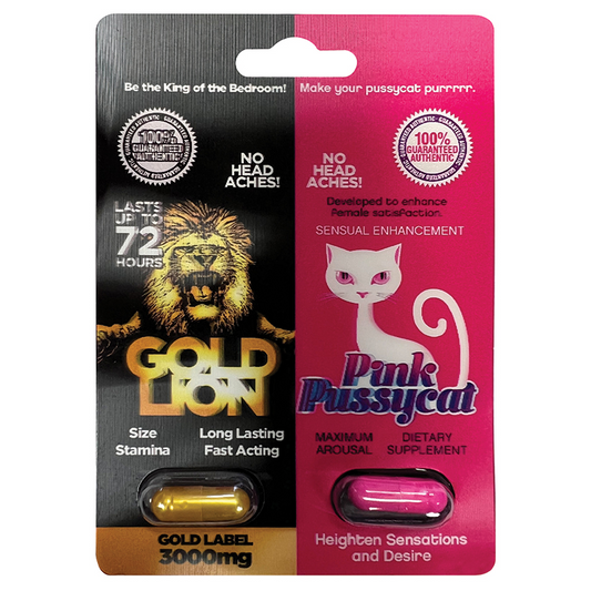 His & Hers Pink Pussycat/Gold Lion