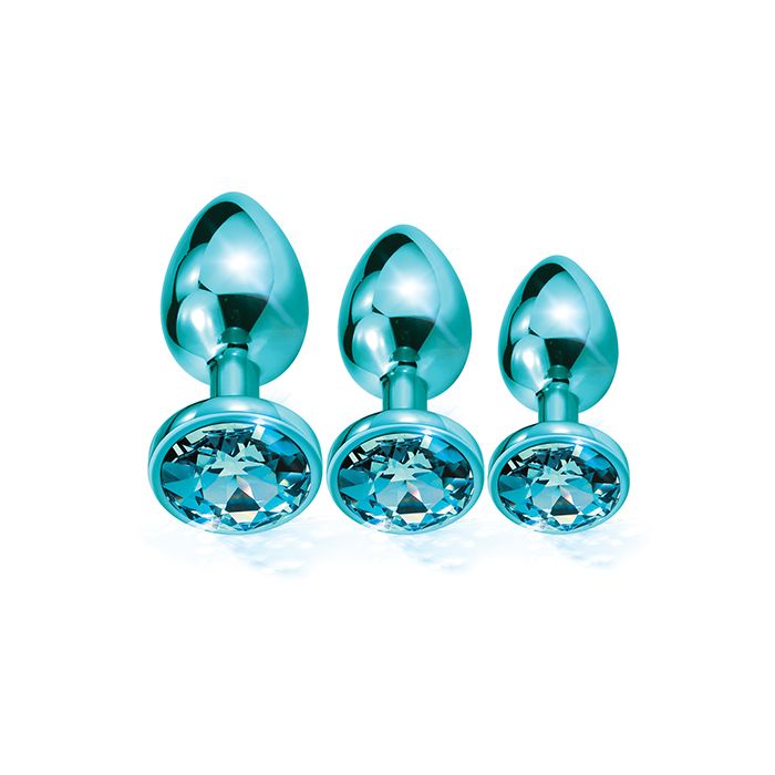 Metal Butt Plug Trainer Set w/Inlaid Jewel