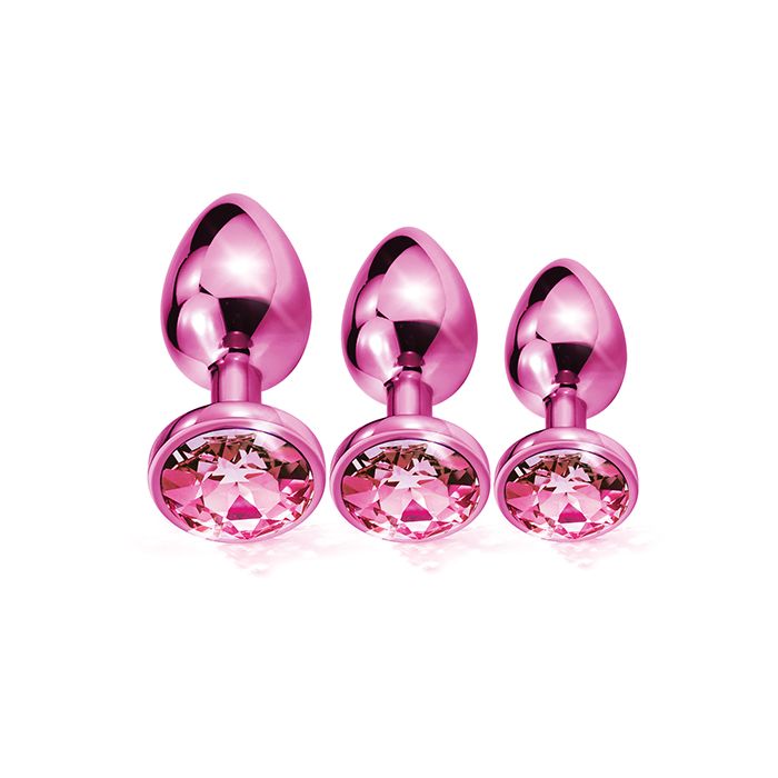 Metal Butt Plug Trainer Set w/Inlaid Jewel